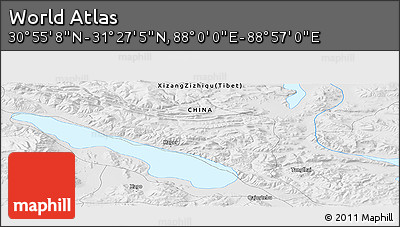 Physical Panoramic Map of the Area around 31° 11' 6" N, 88° 28' 29" E