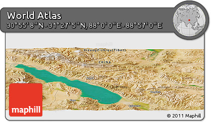 Satellite Panoramic Map of the Area around 31° 11' 6" N, 88° 28' 29" E
