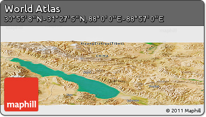 Satellite Panoramic Map of the Area around 31° 11' 6" N, 88° 28' 29" E