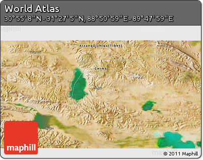 Satellite 3D Map of the Area around 31° 11' 6" N, 89° 19' 29" E
