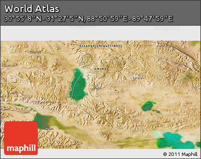 Satellite 3D Map of the Area around 31° 11' 6" N, 89° 19' 29" E
