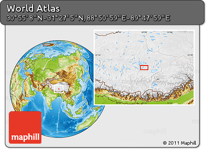 Physical Location Map of the Area around 31° 11' 6" N, 89° 19' 29" E