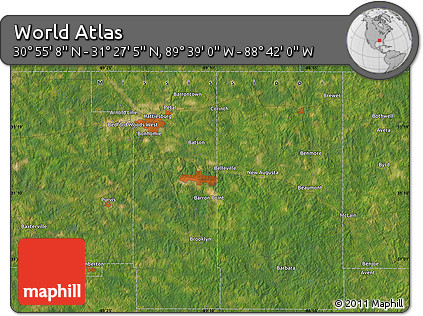 Satellite Map of the Area around 31° 11' 6" N, 89° 10' 30" W