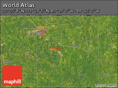 Satellite Map of the Area around 31° 11' 6" N, 89° 10' 30" W