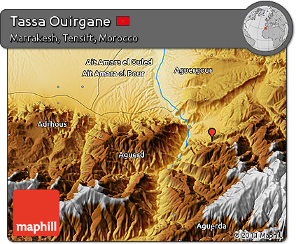 Physical 3D Map of Tassa Ouirgane
