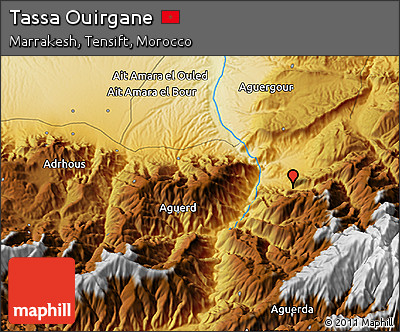 Physical 3D Map of Tassa Ouirgane
