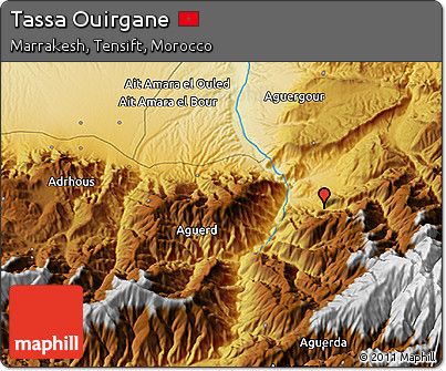 Physical 3D Map of Tassa Ouirgane