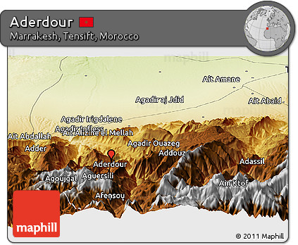 Physical Panoramic Map of Aderdour