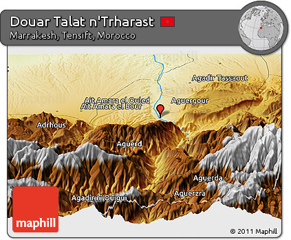 Physical Panoramic Map of Douar Talat N'Trharast