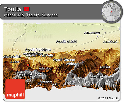 Physical Panoramic Map of Toulla