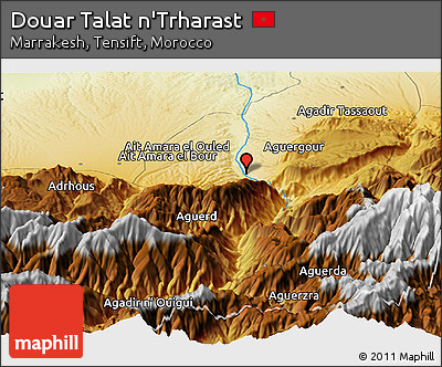 Physical Panoramic Map of Douar Talat N'Trharast