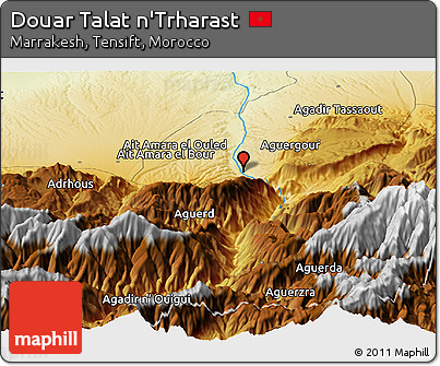 Physical Panoramic Map of Douar Talat N'Trharast