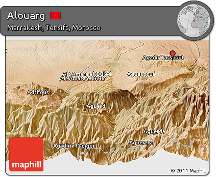 Satellite Panoramic Map of Alouarg