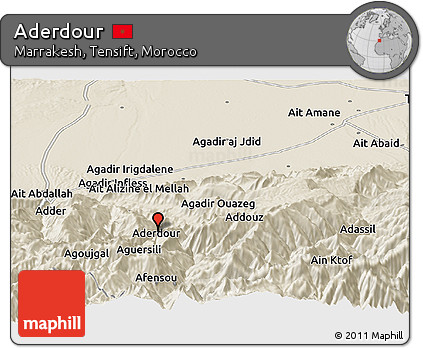 Shaded Relief Panoramic Map of Aderdour