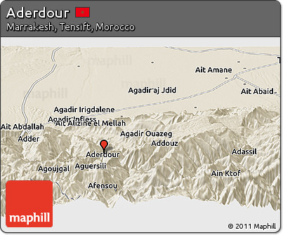 Shaded Relief Panoramic Map of Aderdour