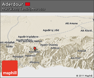 Shaded Relief Panoramic Map of Aderdour