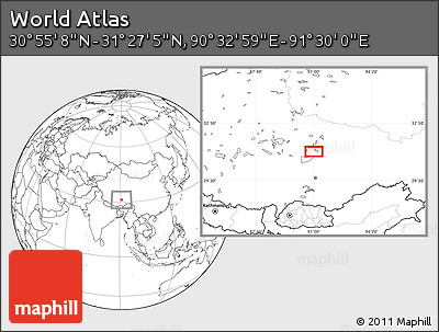 Blank Location Map of the Area around 31° 11' 6" N, 91° 1' 30" E