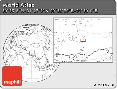 Blank Location Map of the Area around 31° 11' 6" N, 91° 1' 30" E