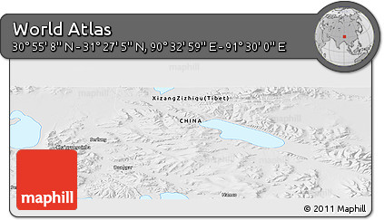 Physical Panoramic Map of the Area around 31° 11' 6" N, 91° 1' 30" E