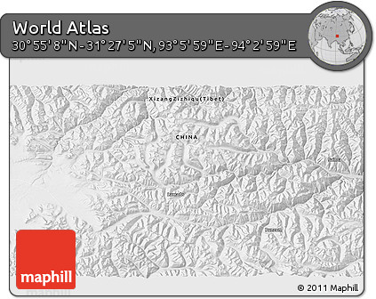 Physical 3D Map of the Area around 31° 11' 6" N, 93° 34' 29" E