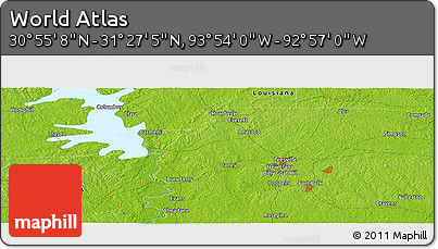 Physical Panoramic Map of the Area around 31° 11' 6" N, 93° 25' 30" W