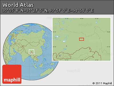 Savanna Style Location Map of the Area around 31° 11' 6" N, 94° 25' 30" E