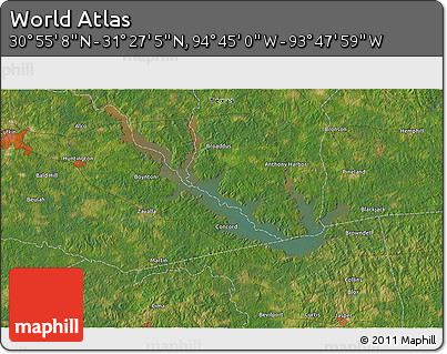 Satellite 3D Map of the Area around 31° 11' 6" N, 94° 16' 30" W