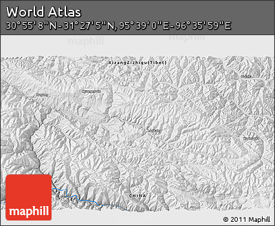 Physical 3D Map of the Area around 31° 11' 6" N, 96° 7' 30" E
