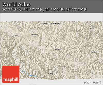 Shaded Relief 3D Map of the Area around 31° 11' 6" N, 96° 7' 30" E