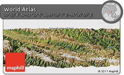 Satellite Panoramic Map of the Area around 31° 11' 6" N, 96° 7' 30" E