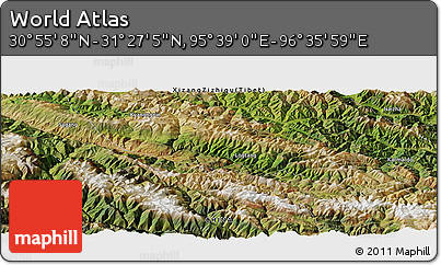 Satellite Panoramic Map of the Area around 31° 11' 6" N, 96° 7' 30" E