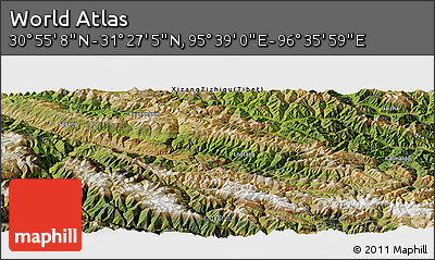 Satellite Panoramic Map of the Area around 31° 11' 6" N, 96° 7' 30" E
