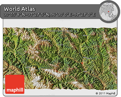 Satellite 3D Map of the Area around 31° 11' 6" N, 96° 58' 29" E