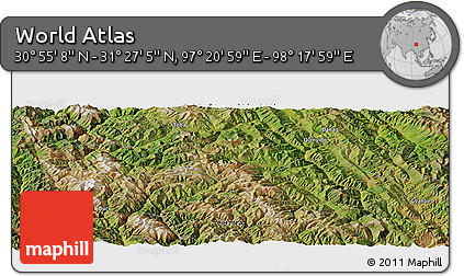 Satellite Panoramic Map of the Area around 31° 11' 6" N, 97° 49' 29" E