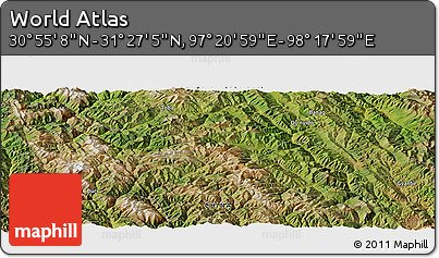 Satellite Panoramic Map of the Area around 31° 11' 6" N, 97° 49' 29" E