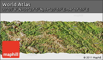 Satellite Panoramic Map of the Area around 31° 11' 6" N, 97° 49' 29" E