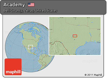 Savanna Style Location Map of Academy, hill shading