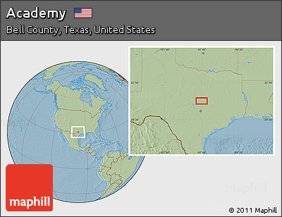 Savanna Style Location Map of Academy, hill shading