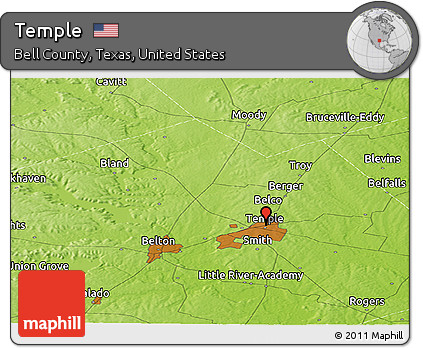 Physical Panoramic Map of Temple