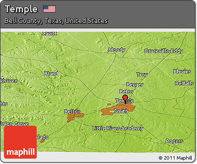 Physical Panoramic Map of Temple