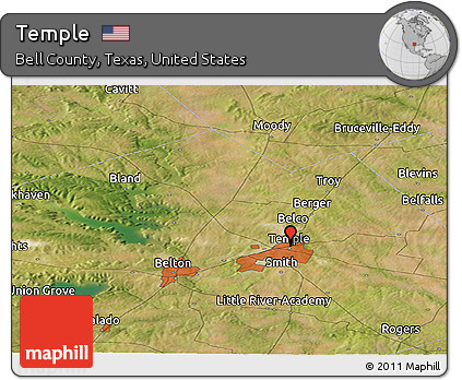 Satellite Panoramic Map of Temple