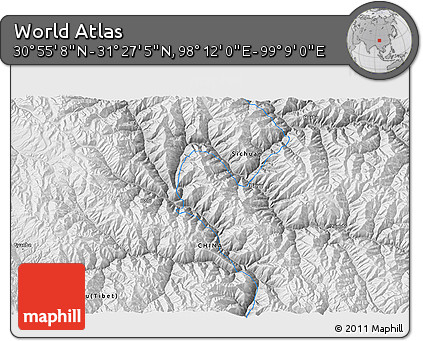 Physical 3D Map of the Area around 31° 11' 6" N, 98° 40' 30" E