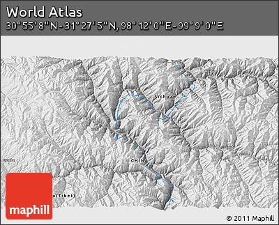 Physical 3D Map of the Area around 31° 11' 6" N, 98° 40' 30" E