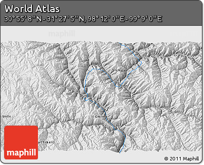 Physical 3D Map of the Area around 31° 11' 6" N, 98° 40' 30" E