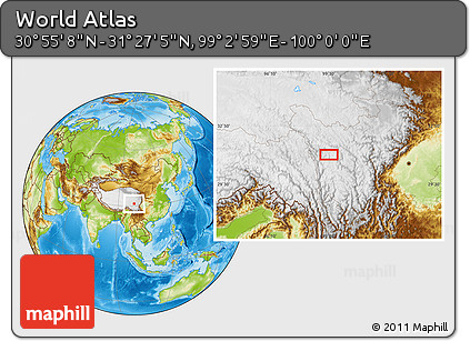 Physical Location Map of the Area around 31° 11' 6" N, 99° 31' 30" E