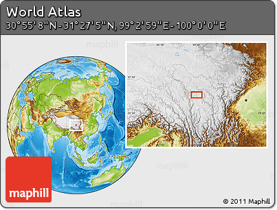 Physical Location Map of the Area around 31° 11' 6" N, 99° 31' 30" E