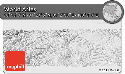 Physical Panoramic Map of the Area around 31° 11' 6" N, 99° 31' 30" E