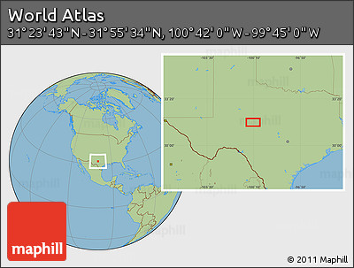 Savanna Style Location Map of the Area around 31° 39' 38" N, 100° 13' 29" W