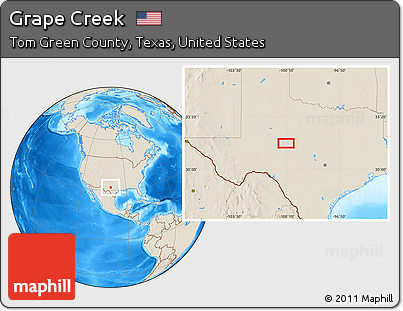 Shaded Relief Location Map of Grape Creek