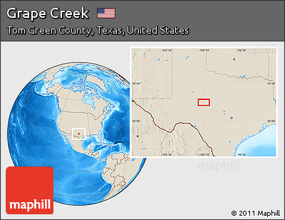 Shaded Relief Location Map of Grape Creek
